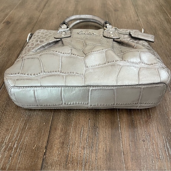 Coach Croc Embossed Ashley Hobo Bag Baguette Shoulder Bag Silver Y2K 90’s - Picture 4 of 11